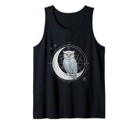 Arte geométrico búho Celestial Fases Lunares y símbolo cósmico Camiseta sin Mangas