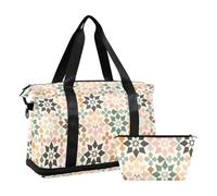 Arte geométrico complejo boho artículos personales bolsas de viaje bolsas de fin de semana bolsa de entrenamiento con bolsa de cosméticos para senderismo juego de 2 piezas, arte geométrico complejo