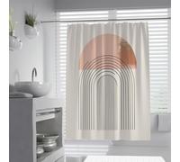 Arte geométrico contemporáneo, Cortina de Ducha, Atardecer Abstracto, Cortinas de Ducha arcadas, Cortina de baño con patrón Minimalista Lineal, Lavable a máquina, Secado rápido 200 x 240 cm