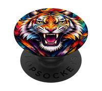 Arte geométrico de la Vida Silvestre del Tigre rugiente PopSockets PopGrip Adhesivo