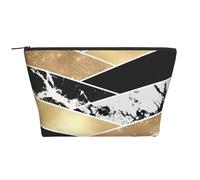 Arte Geométrico De Mármol con Brillo Blanco Y Negro Dorado Moderno, Bolsa de artículos de tocador Bolsa de Maquillaje Bolsa de cosméticos Bolsa de artículos de tocador de Viaje portátil
