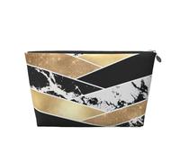 Arte Geométrico De Mármol con Brillo Blanco Y Negro Dorado Moderno, Bolsa de artículos de tocador Bolsa de Maquillaje Bolsa de cosméticos Bolsa de artículos de tocador de Viaje portátil