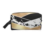 Arte Geométrico De Mármol con Brillo Blanco Y Negro Dorado Moderno, Bolsa de Maquillaje Bolsa de cosméticos Bolsa de artículos de tocador de Viaje portátil Organizador de Bolsa de Maquillaje