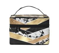 Arte Geométrico De Mármol con Brillo Blanco Y Negro Dorado Moderno, Bolsa de Maquillaje Bolsa de cosméticos Bolsa de Aseo de Viaje portátil Estuche para lápices