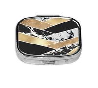 Arte Geométrico De Mármol Con Brillo Blanco Y Negro Dorado Moderno, Pastillero cuadrado para bolsillo o monedero, pequeño contenedor de pastillas, organizador de pastillas de viaje
