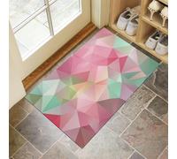 Arte geométrico Felpudo Decorativas, Alfombrilla Rosa Triángulo de baja poligonalidad Antideslizante Junta de Goma Alfombras para Suelos para Exteriores e Interiores Entrar Terraza Garaje 40 x 60 cm