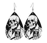 Arte Gótico De Detective Esqueleto "Nada Que Perder" Mujer Pendientes Largos Pendiente De Gancho Elegante Pendientes Colgantes Para Uso Diario Boda Múltiples Piercings