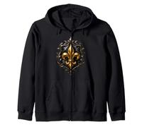 Arte gótico de Flor de lis con Marco Ornamental Sudadera con Capucha