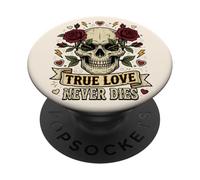 Arte gótico del Tatuaje de Las Rosas del Amor Verdadero Nunca morirá PopSockets PopGrip Adhesivo