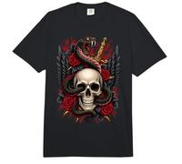 Arte gótico del Tatuaje de Serpiente y Daga de Calavera Comfort Colors Adult Heavyweight T-Shirt
