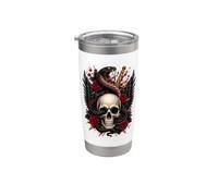 Arte gótico del tatuaje de serpiente y daga de calavera Vaso térmico de acero inoxidable de doble pared