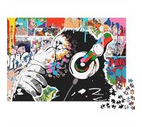 Arte Graffiti Mono Escuchando música Puzzle para Adultos Puzzle de 1000 Piezas Papel Relajación Puzzle para Toda la Familia Regalo Decorativo 38x26cm/1000pcs