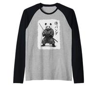 Arte gráfico vintage de Samurai Panda Ukiyo-e Warrior Camiseta Manga Raglan