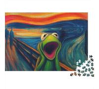 Arte Grito Kermit Rompecabezas Estilo expresionista Vibrante Clásico 3 Capas Cartón 1000 PC, Ultra Difícil, Alivio Estrés, Regalo Noche Juego Familiar 52x38cm/1000pcs