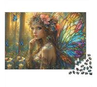 Arte Hada Fantasía Rompecabezas Alivio Estrés 1000 Piezas Adultos Hada Alas Mariposa Flores Bosque Premium Grueso Resistente Desafiante Relajación Regalo Familiar 38x26cm/1000pcs