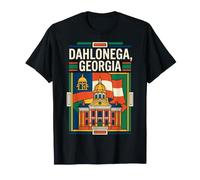 Arte histórico de Viajes con la Bandera del Estado de Georgia de Dahlonega Camiseta