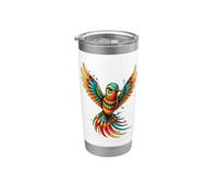 Arte indígena de aves tribales indígenas nativas americanas Vaso térmico de acero inoxidable de doble pared