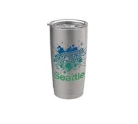 Arte indio nativo americano de Seattle Wolf Vaso térmico de acero inoxidable de doble pared