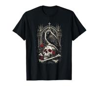 Arte Inspirado en el Horror Vintage de Cuervo y Calavera Negra Anti Amor Camiseta