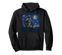 Arte Inspirado en la Noche Estrellada de Van Gogh, Mapache de Woodland Creature Sudadera con Capucha