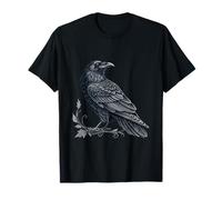 Arte intrincado de cuervo negro con detalle de hojas ornamentadas Camiseta