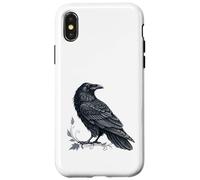 Arte intrincado de cuervo negro con detalle de hojas ornamentadas Carcasa para iPhone X/XS