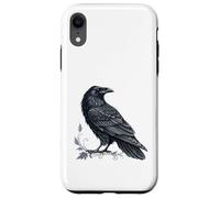 Arte intrincado de cuervo negro con detalle de hojas ornamentadas Carcasa para iPhone XR
