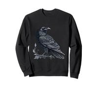 Arte intrincado de cuervo negro con detalle de hojas ornamentadas Sudadera