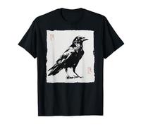 Arte japonés cuervo cuervo estilo vintage gótico Camiseta