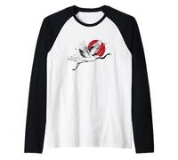 Arte japonés Flying Crane Bird Camiseta Manga Raglan