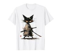 Arte japonés Gato Ninja Ukiyo-e Anime Style Samurai Cat Camiseta