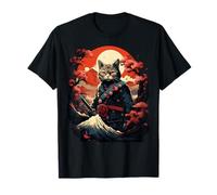 Arte japonés Gato Ninja Ukiyo-e Anime Style Samurai Cat Camiseta
