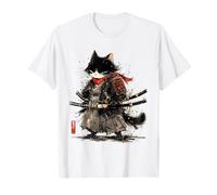 Arte japonés Gato Ninja Ukiyo-e Anime Style Samurai Cat Camiseta