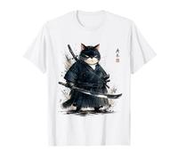 Arte japonés Gato Ninja Ukiyo-e Anime Style Samurai Cat Camiseta