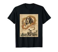 Arte Japonés Inglés Springer Gran Ola Vintage Perro Camiseta