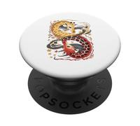 Arte Japonés Jirafa Bien Y Diablo Jirafas PopSockets PopGrip Adhesivo