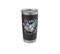 Arte japonés raro gallo Ero Guro Vaso térmico de acero inoxidable de doble pared