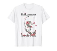 Arte japonés Retro Regalo de amor Flor de cerezo Ave Pájaro Camiseta