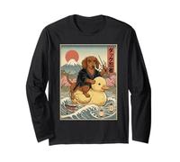 Arte japonés Vintage de Ukiyo-e Weiner Dog Dachshund Ninja Manga Larga
