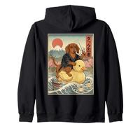 Arte japonés Vintage de Ukiyo-e Weiner Dog Dachshund Ninja Sudadera con Capucha