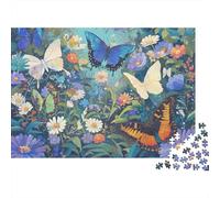 Arte Jardín Mariposa Rompecabezas Premium 1000 Piezas Adultos Mariposas Flores Silvestres Coloridas Grueso Resistente Vibrante Desafiante Difícil Alivio Estrés 70x50cm/1000pcs