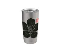 Arte kanji floral japonés Sakura Blossom Vaso térmico de acero inoxidable de doble pared