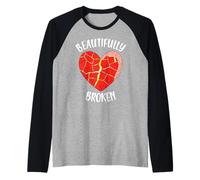 Arte Kintsugi de cerámica japonesa bellamente rota Camiseta Manga Raglan