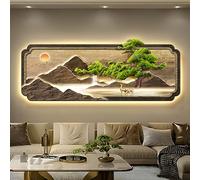 Arte LED Mural 3D con Luces Decorativas, Cuadro Paisaje Iluminado Moderno, Panel Decorativo Grande para Sala Dormitorio Pasillo Entrada Recibidor, Luz Cálida Regulable con Man B （39.3*15.8in)100*40cm