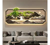 Arte LED Mural 3D con Luces Decorativas, Cuadro Paisaje Iluminado Moderno, Panel Decorativo Grande para Sala Dormitorio Pasillo Entrada Recibidor, Luz Cálida Regulable con Man C （39.3*15.8in)100*40cm
