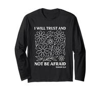 Arte lineal bohemio con estampado floral con texto en I Will Trust and Not Be Afraid Manga Larga