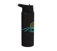 Arte lineal minimalista Sun Ocean Wave Stainless Steel Insulated Water Bottle