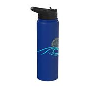 Arte lineal minimalista Sun Ocean Wave Stainless Steel Insulated Water Bottle