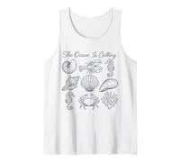 Arte Lineal Vintage de The Ocean Is Calling Marine Life Camiseta sin Mangas