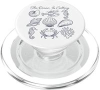 Arte Lineal Vintage de The Ocean Is Calling Marine Life PopSockets PopGrip para MagSafe